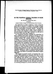 Front cover of On the practical clinical teaching of state medicine by Wyatt Johnston