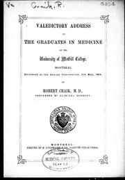 Front cover of Valedictory address to the graduates in medicine of the University of McGill College, Montreal by Robert Craik