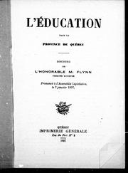 Cover of L' éducation dans la province de Québec by E. J. Flynn
