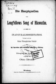 Front cover of Die Hauptquellen von Longfellows Song of Hiawatha by Otto Broili