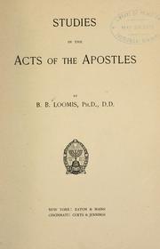 Front cover of Studies in the Acts of the apostles by Benjamin Bloomfield Loomis