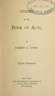 Front cover of Studies in the book of Acts by Robert E. Speer