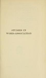 Front cover of Studies in word-association by Carl Gustav Jung
