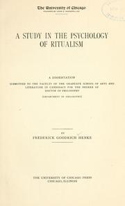 Front cover of A study in the psychology of ritualism by Frederick Goodrich Henke
