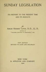 Cover of Sunday legislation by Abram Herbert Lewis