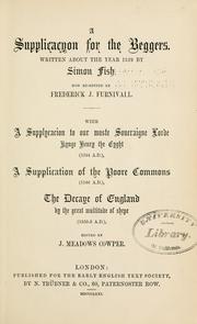 Cover of A supplicacyon for the beggers by Simon Fish