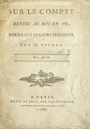 Front cover of Sur le compte rendu au roi en 1781 by Jacques Necker