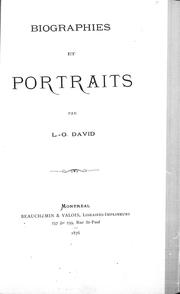 Front cover of Biographies et portraits by L.-O David