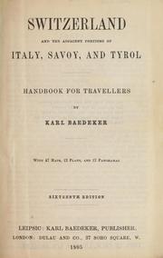 Cover of Switzerland and the adjacent portions of Italy, Savoy, and Tyrol by Karl Baedeker (Firm)