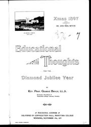 Front cover of Educational thoughts for the Diamond Jubilee year by George Bryce