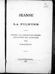 Front cover of Jeanne la fileuse by Honoré Beaugrand