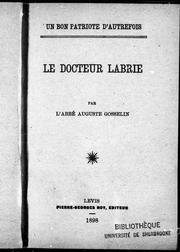 Cover of Le docteur Labrie by Auguste Gosselin