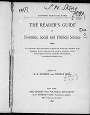 Cover of The Reader's guide in economic, social and political science by R. R. Bowker