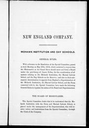 Front cover of Mohawk institution and day schools by Company for Propagation of the Gospel in New England and the Parts Adjacent in America. Special Committee.