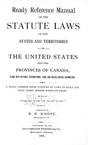Front cover of Ready reference manual of the statute laws of the states and territories in the United States by E. E. Knott