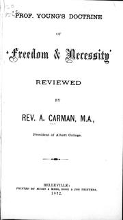Front cover of Prof. Young's doctrine of 'Freedom & necessity' by Albert Carman