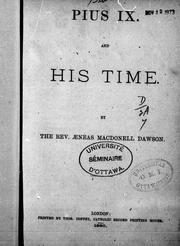 Front cover of Pius IX and his time by Aeneas McDonell Dawson