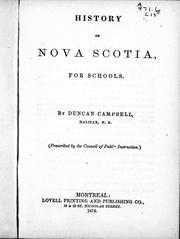 Cover of History of Nova Scotia by Duncan Campbell