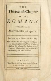 Front cover of The thirteenth chapter to the Romans vindicated from the abusive senses put upon it by William Fleetwood