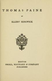 Cover of Thomas Paine by Sedgwick, Ellery