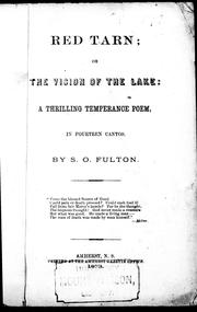 Front cover of Red Tarn, or, The vision of the lake by S. O. Fulton