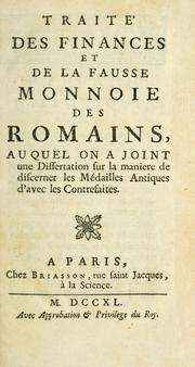 Front cover of Traité des finances et de la fausse monnoie des Romains by François de Chassepol