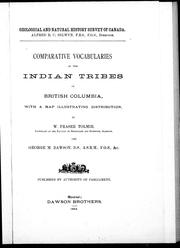 Cover of Comparative vocabularies of the Indian tribes of British Columbia by William Fraser Tolmie