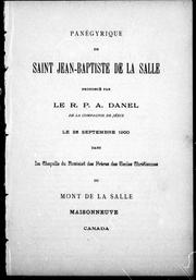 Front cover of Panégyrique de Saint Jean-Baptiste de la Salle by Achille Danel