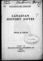 Cover of Canadian history notes by George E. Henderson
