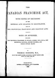 Front cover of The Canadian Franchise Act by Thomas Hodgins
