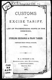 Front cover of Customs and excise tariff, with a list of warehousing ports in the Dominion by Unknown
