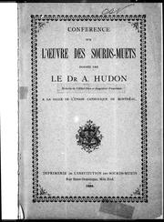 Front cover of Conference sur l'ouvre des sourds-muets by A. Hudon