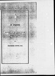 Cover of An address delivered at the opening of the thirty-first session of Queen's College, Oct. 2, 1872 by Nathan Fellowes Dupuis