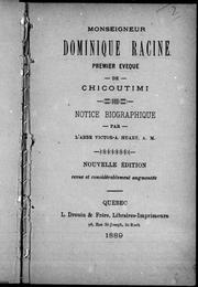 Front cover of Monseigneur Dominique Racine, premier évêque de Chicoutimi by V.-A Huard