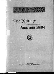Front cover of The writings of Benjamin Sulte by Henry J. Morgan