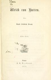 Cover of Ulrich von Hutten by David Friedrich Strauss