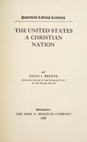 Front cover of The United States a Christian nation by David J. Brewer