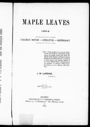 Cover of Maple leaves, 1894 by J. M. Le Moine