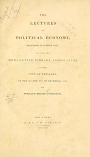 Front cover of Two lectures on political economy by William Beach Lawrence