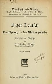 Front cover of Unser Deutsch by Friedrich Kluge