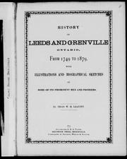 Front cover of History of Leeds and Grenville, Ontario, from 1749 to 1879 by Thad. W. H. Leavitt