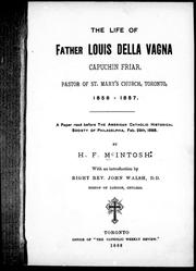 Front cover of The Life of Father Louis della Vagna, capuchin friar, pastor of St. Mary's Church, Toronto, 1856-1857 by H. F. McIntosh