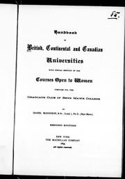 Cover of Handbook of British, continental and Canadian universities, with special mention of the courses open to women by Isabel Maddison