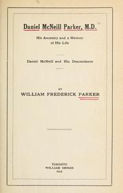 Cover of Daniel McNeill Parker, M.D by William Frederick Parker