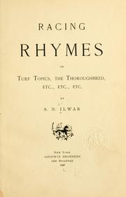 Front cover of Racing rhymes on turf topics by Ilwar, S. N. pseud.?