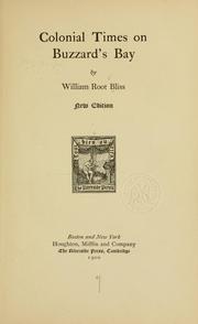 Cover of Colonial times on Buzzard's Bay by William Root Bliss