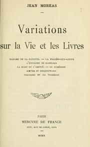 Front cover of Variations sur la vie et les livres by Jean Moréas