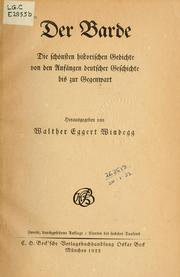 Cover of Der Barde by Walther Eggert-Windegg