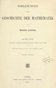 Cover of Vorlesungen über Geschichte der Mathematik by Moritz Benedikt Cantor