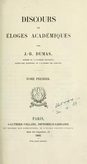 Cover of Discours et éloges académiques by Jean-Baptiste André Dumas
